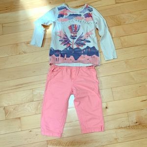 Tea Collection Outfit Girls 8 Shirt Pants Crop